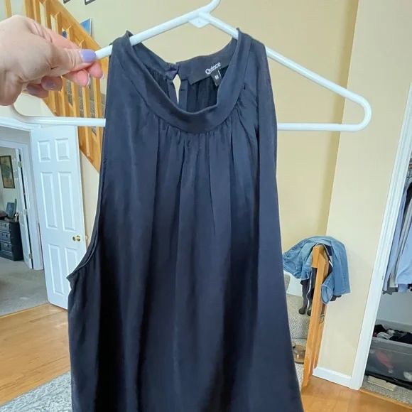 Quince Navy Blue Silk Halter Top - Picture 2 of 3